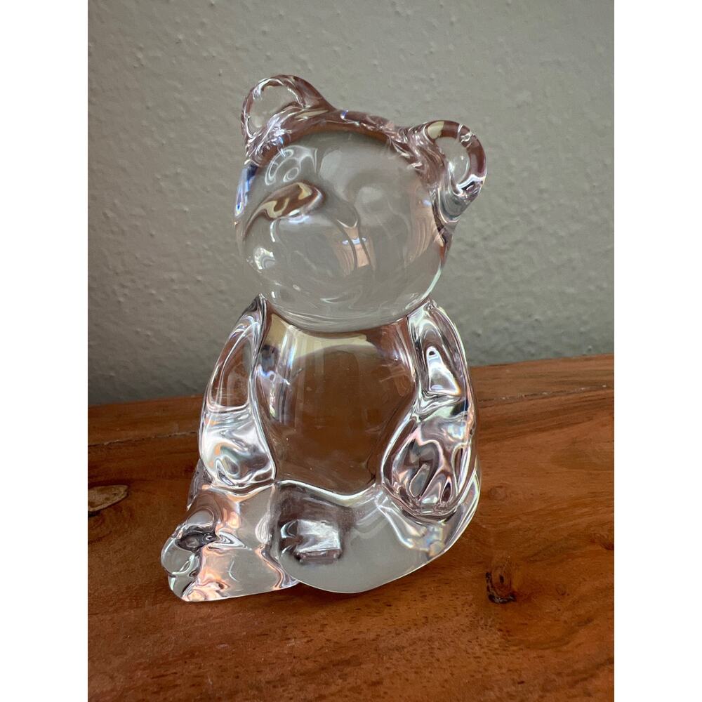 Princess House Lead Crystal Bear Paperweight Figurine w Original Label